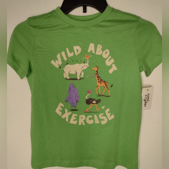 NWT Rumi + Ryder Boy's Green/"Wild About Exercise" Shirt Multiple Sizes - Picture 1 of 5
